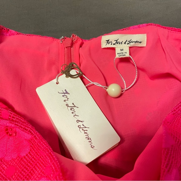 Sold ❤️NWT For Love & Lemons Avalon Neon Pink Mini Skirt - Picture 5 of 7